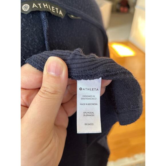 Athleta Navy Hooded Open Closure Lightweight Cardigan - Picture 5 of 6